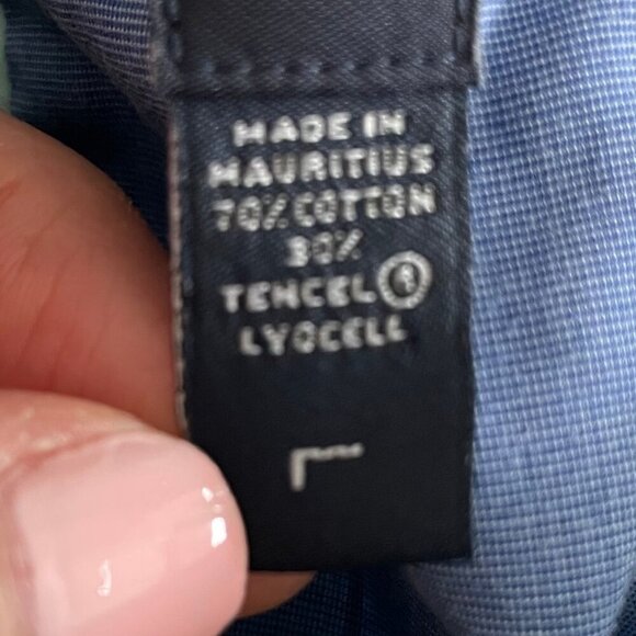 Nautica LS Button Down Cotton Tencel Blend Check Shirt Soft Green Blue Sz L - Picture 12 of 13